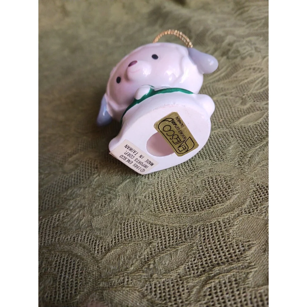 Enesco Lamb Ornament 1985 Ceramic Sheep Green White